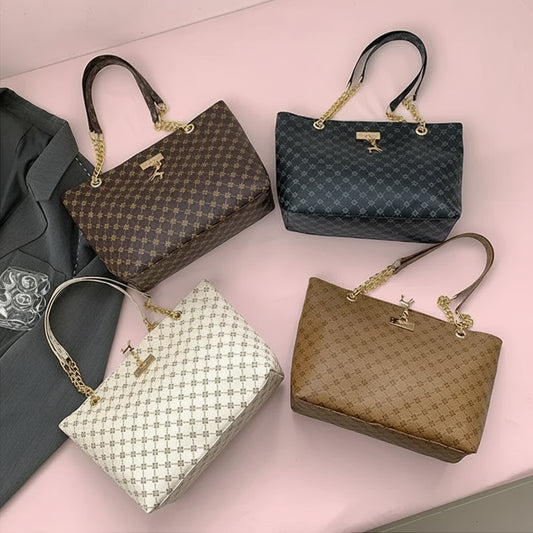 Luxe Texture Shoulder Bag with Hanging Accessory