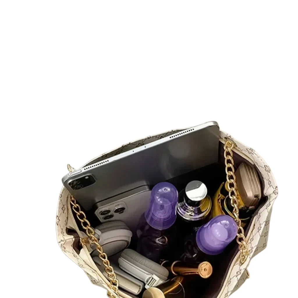 Luxe Texture Shoulder Bag with Hanging Accessory