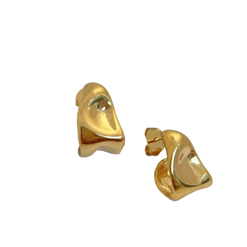 Gold Wave Hoop Earrings – Stainless Steel