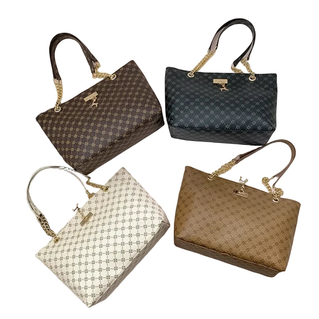 Luxe Texture Shoulder Bag with Hanging Accessory